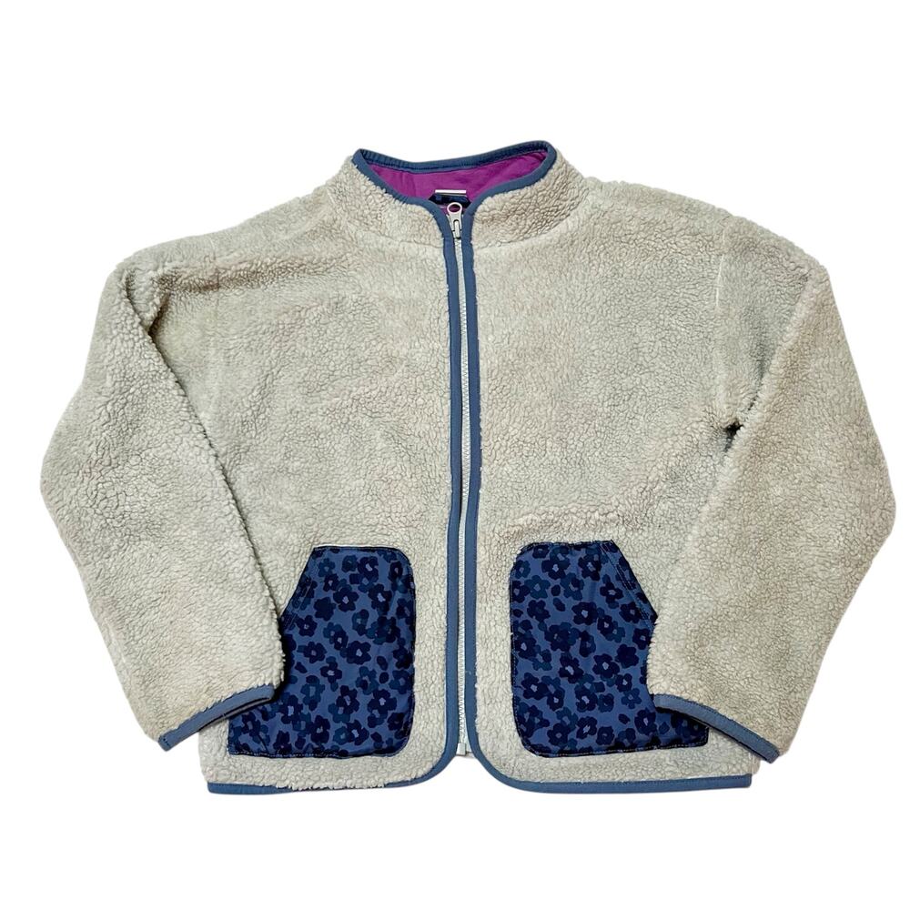 Gap Sherpa Fleece Floral Pocket Jacket Size 8/9